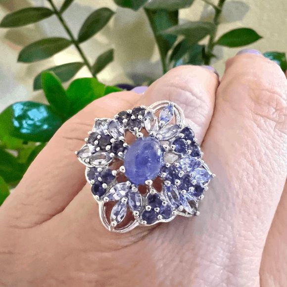 #007 Heirloom Sterling Silver Tanzanite & Iolite Ring-SZ 7 - Picture 4 of 7